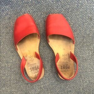 Women's real Red Leather Sandals